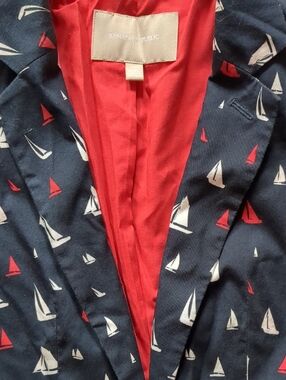 Banana Republic Navy Sailboat Blazer with Red Lining